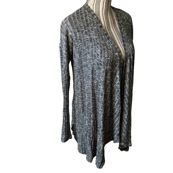 American Eagle Cardigan Small Heather Gray Open Front Sweater Ribbed Draped - Picture 5 of 15